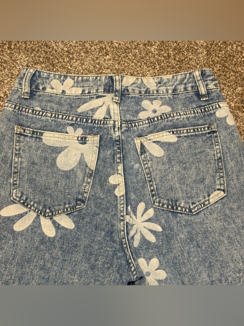 SHEIN Light Blue Floral Straight Leg Jeans - Picture 11 of 12
